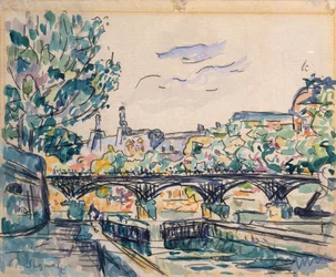 Oever van de Seine bij de Pont des Arts, met uitzicht op het Louvre